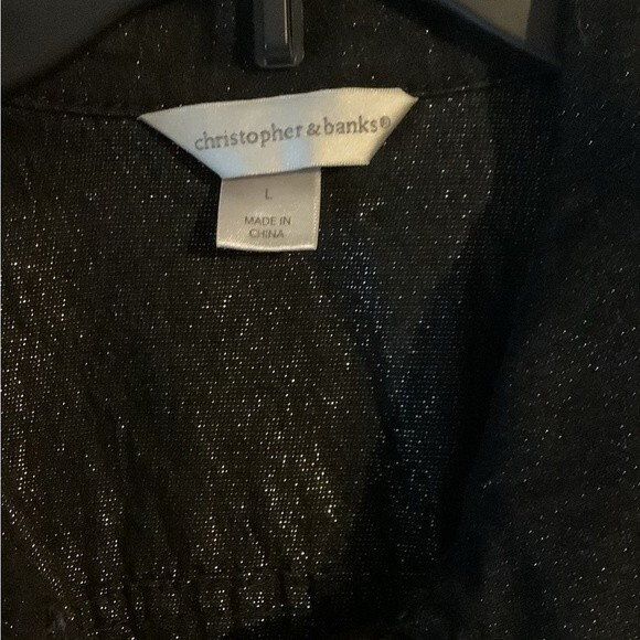 Christopher & Banks Black Sparkle Jacket Women’s Size L W - Picture 6 of 8
